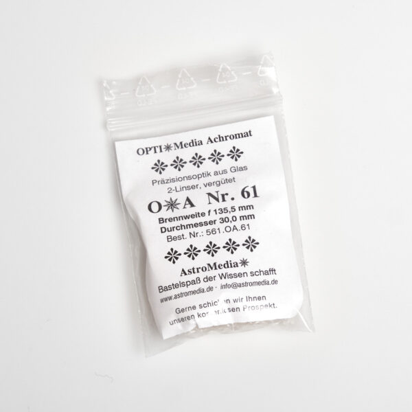 OA61 Lens glas achromatische doublet  ø31,0mm f= 135,5mm